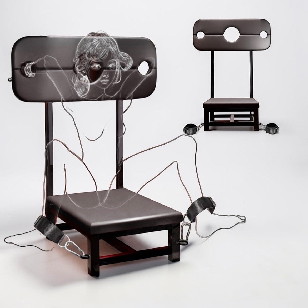 Chaise de punition BDSM premium – Chaise de bondage en acier avec fixation du cou et des poignets