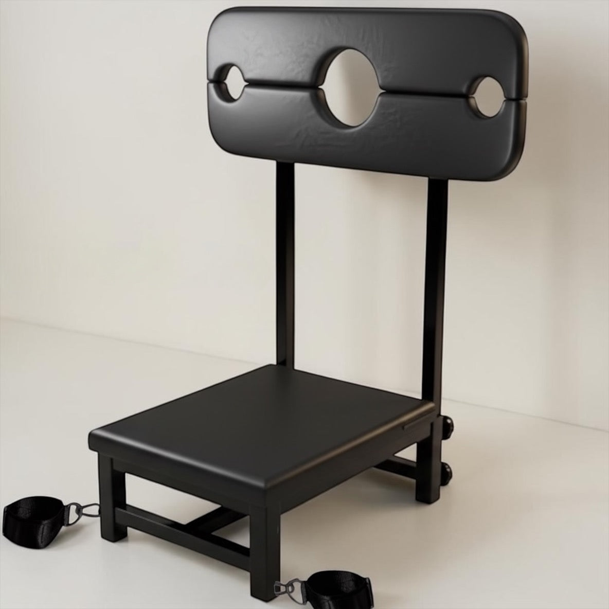 Chaise de punition BDSM premium – Chaise de bondage en acier avec fixation du cou et des poignets