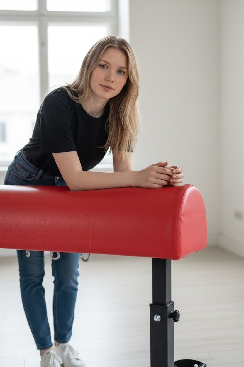 Banc de bondage BDSM avec entrave pour cheville – Banc de fessée rouge en acier et similicuir PU