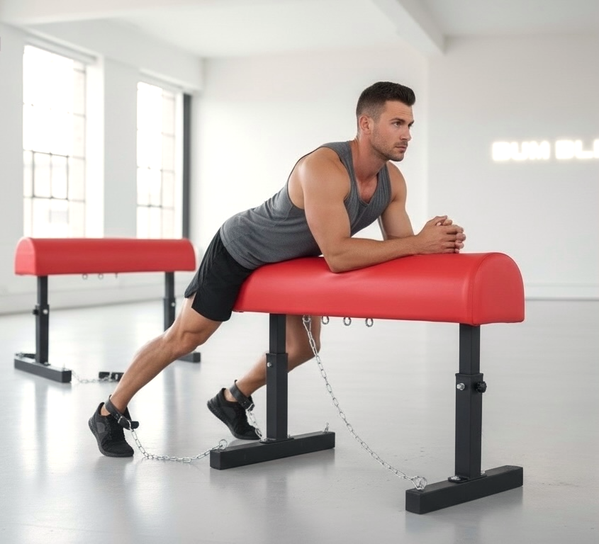 Banc de bondage BDSM avec entrave pour cheville – Banc de fessée rouge en acier et similicuir PU